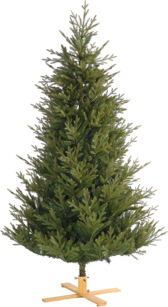 Arkansas kunstkerstboom - 213 cm - groen - Diameter 142 cm - 2.846 tips - houten voet