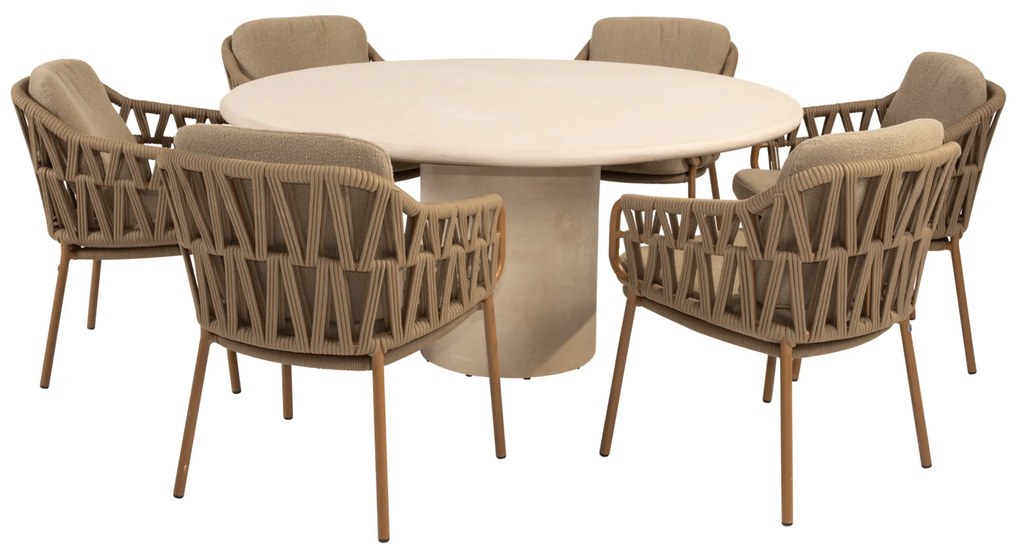 Hampton Biarritz dining tuinset 160xH75 cm rond 7 delig mortex amber 4 Seasons Outdoor