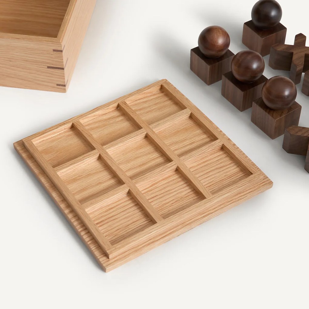 Tic-tac-toe-spel van massief eikenhout en massief notenhout, HIBASHI