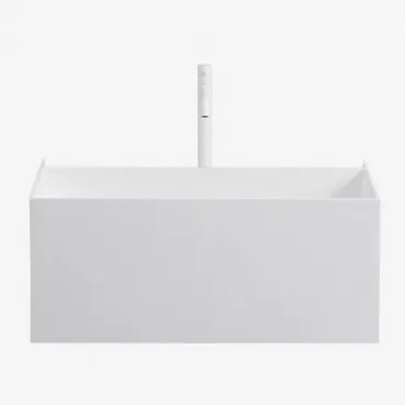 Nerine Zwevend Badkamermeubelset Van Hars Met Geïntegreerde Wastafel En Led-verlichting Wit & Spiegelloze & Wit ↑30 Cm Met - Sklum