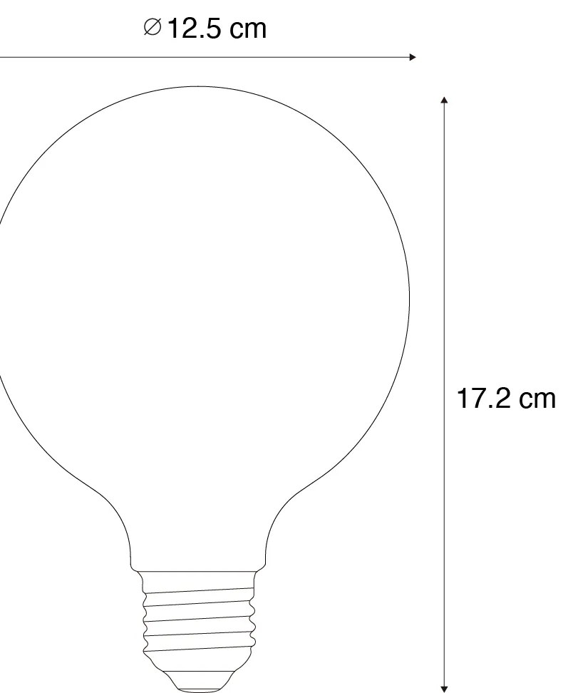Set van 5 E27 dimbare LED lampen G125 bruin 4W 120 lm 1800K