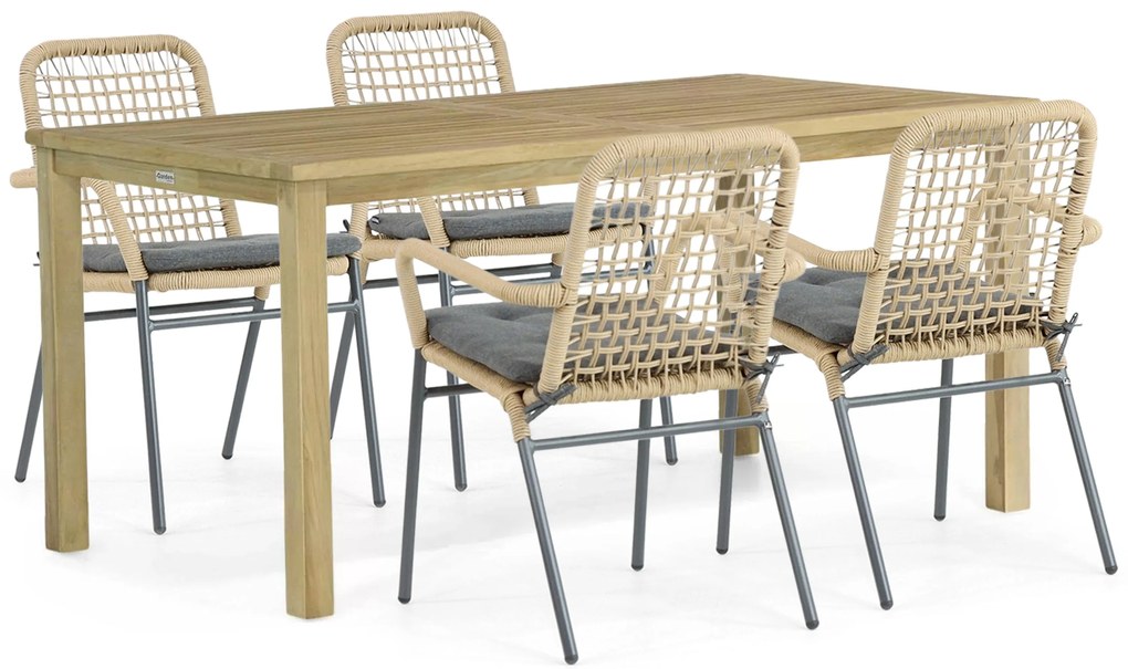 Tuinset 4 personen 160 cm Aluminium/Rope Taupe De Laan Projects