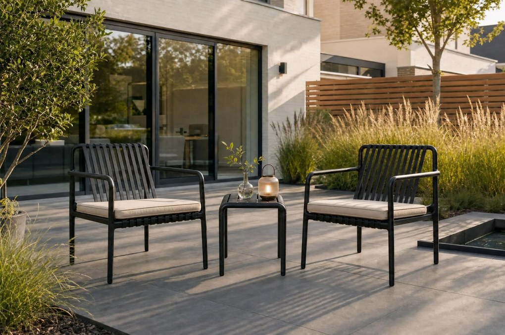 Bistroset 2 personen Kunststof Grijs Domani Furniture Alba