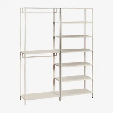 Janine 2-delige Open Modulaire Kledingkast Met Kledingrek En Stalen Planken Tapioca Beige - Sklum