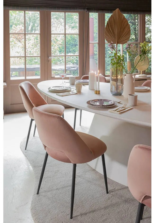 Goossens Eetkamerstoel Emma roze microvezel leuning, elegant chic