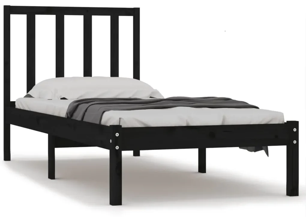 vidaXL Bedframe massief grenenhout zwart 100x200 cm