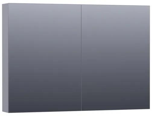 Saniclass Dual spiegelkast 100x70x15cm verlichting geintegreerd rechthoek 2 draaideuren Mat Grijs MDF 7177