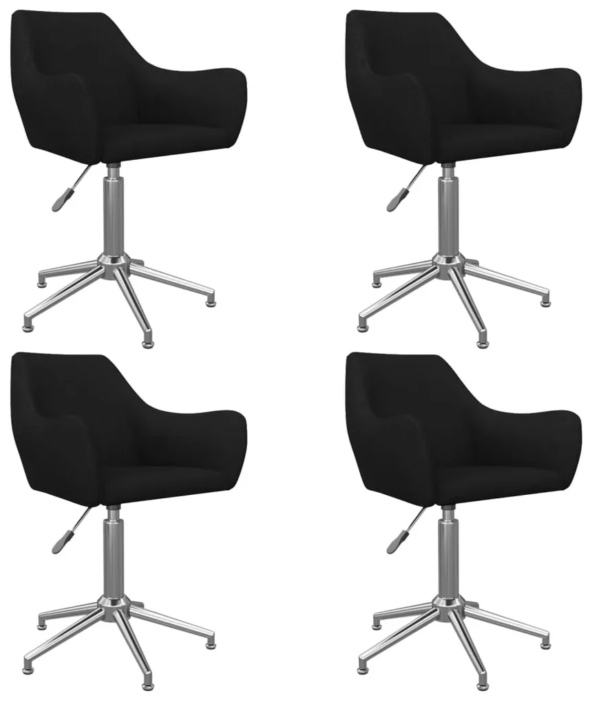 vidaXL Eetkamerstoelen draaibaar 4 st stof zwart