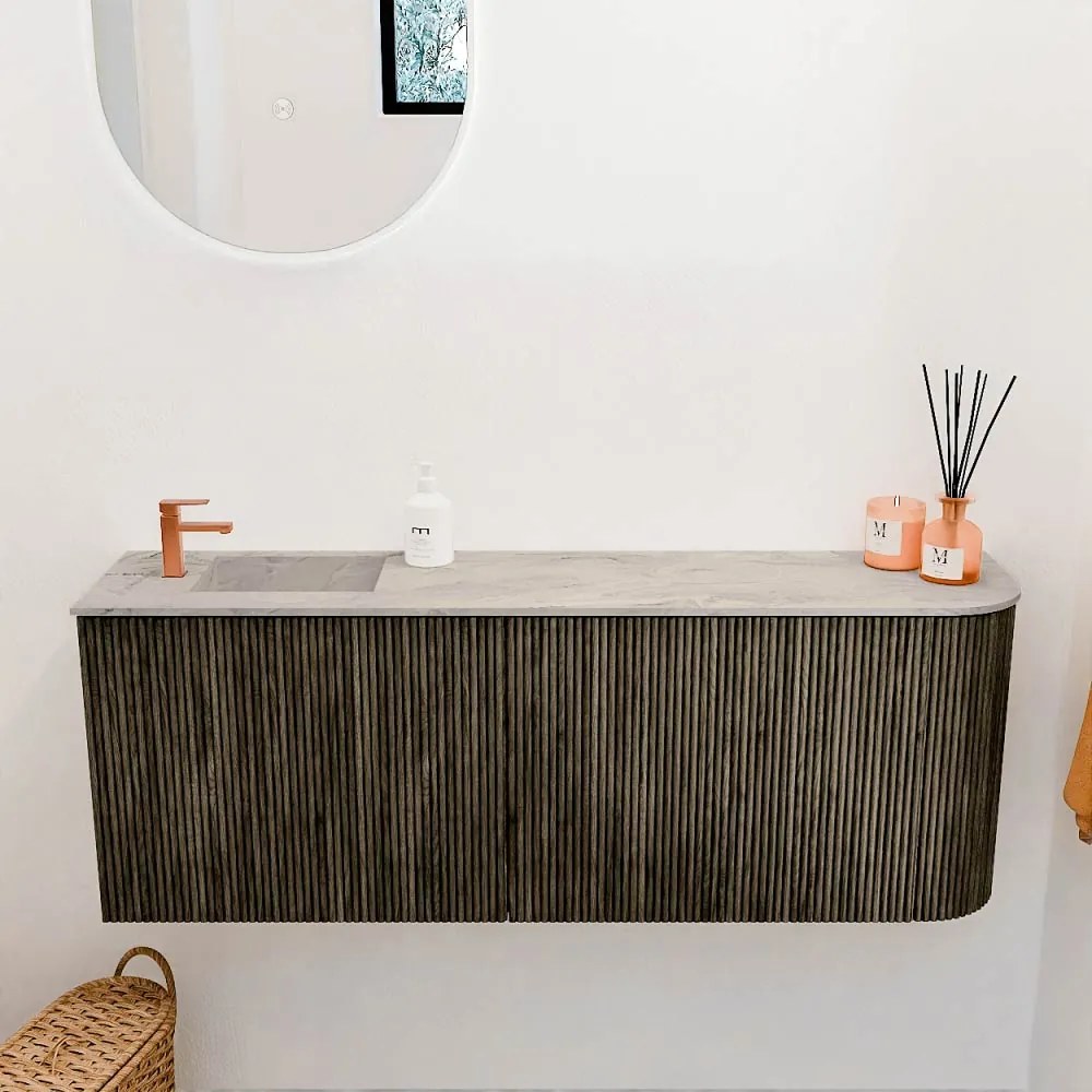 Mondiaz Joya DLux 110cm toiletmeubel ronding rechts shadow met wastafel faye links 1 kraangat glace