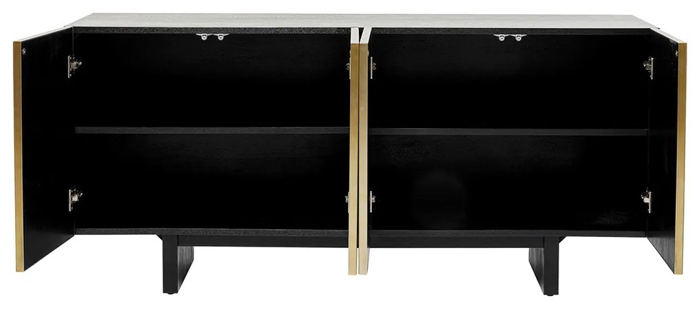 Kare Design Prezioso Dressoir Zwart Goud Staal - 160x45x78cm.