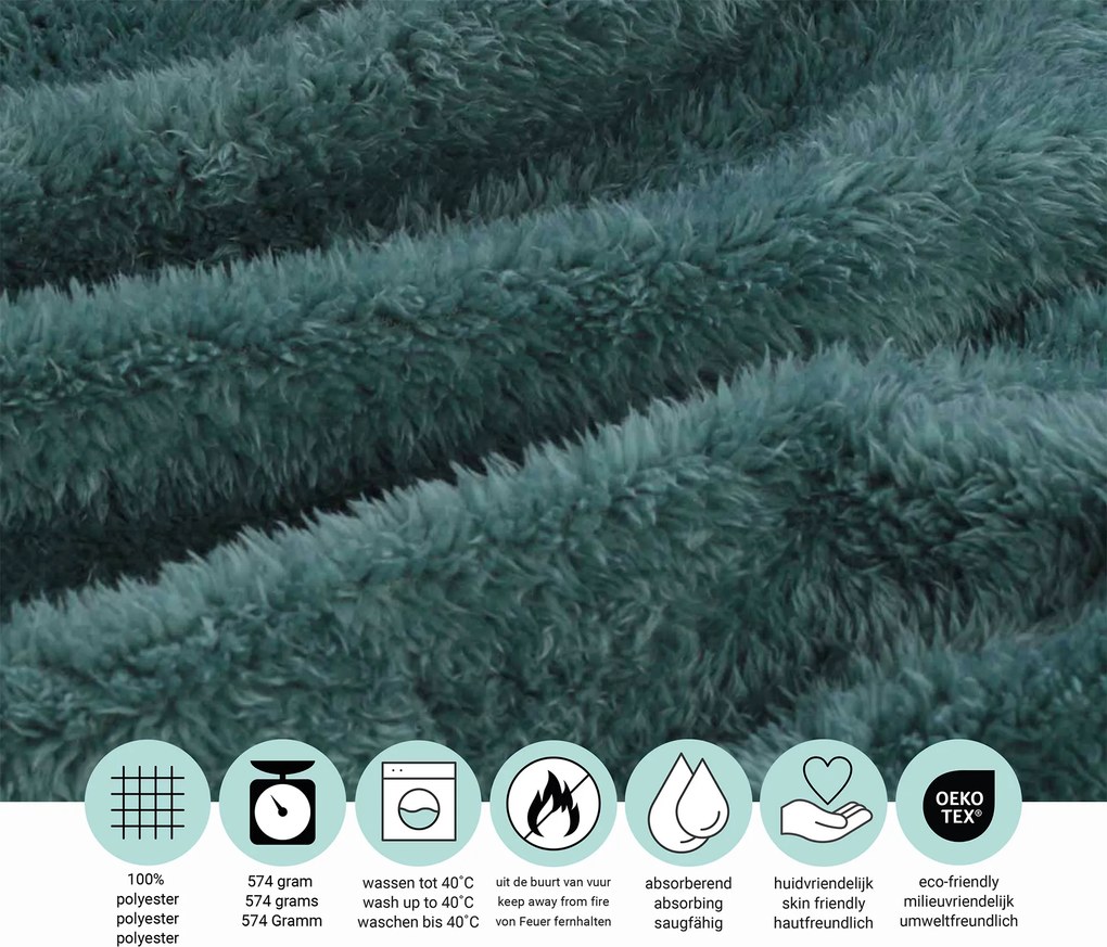 Teddy Fleece Deken - Ultrazacht - 130x170 - groenblauw