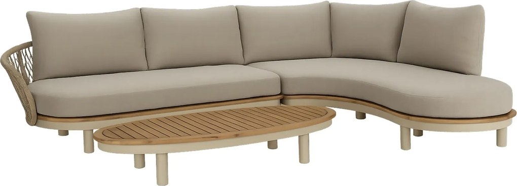 Bermuda organische hoek loungeset 3 delig latte