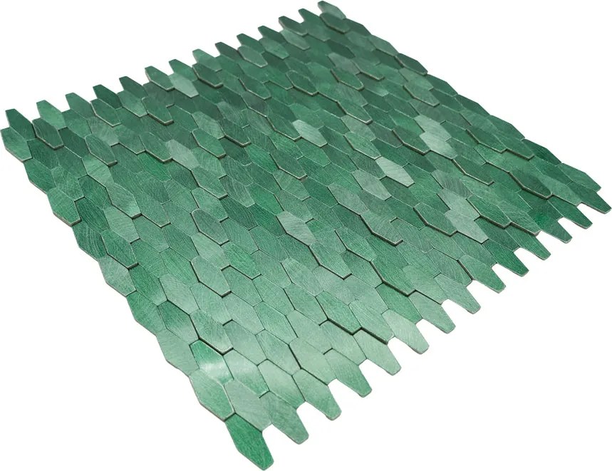Zelfklevende Mozaïektegels Metaal | Picket 3D Donkergroen | 31×30 cm | Keuken, Bad & WC