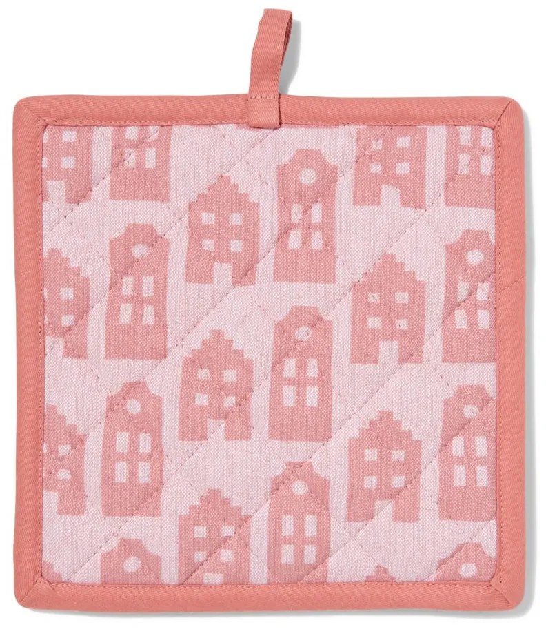 HEMA Pannenlap 21x21 Roze Huisjes (roze)