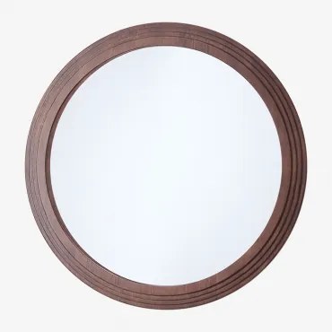 Ronde Wandspiegel In Eikenhout Ø75 Cm Ozande Donker Hout - Sklum