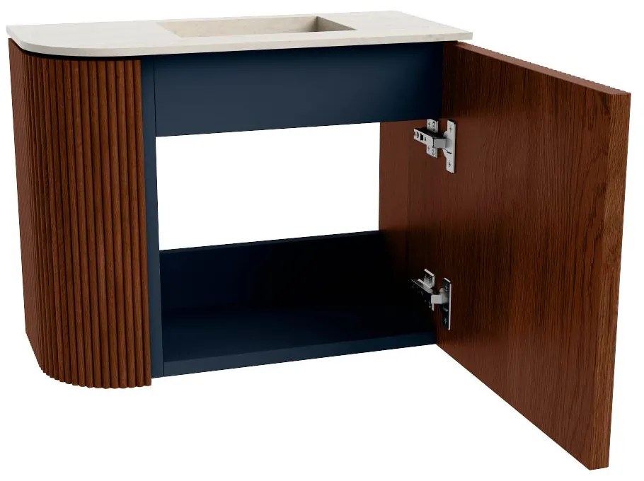 Mondiaz Joya DLux 50cm toiletmeubel ronding links ruby met wastafel faye rechts zonder kraangat meli