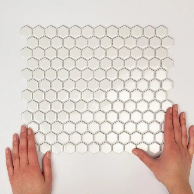 The Mosaic Factory Barcelona mozaïektegel - 26x30cm - wand en vloertegel - Zeshoek/Hexagon - Porselein White Mat AMH23010