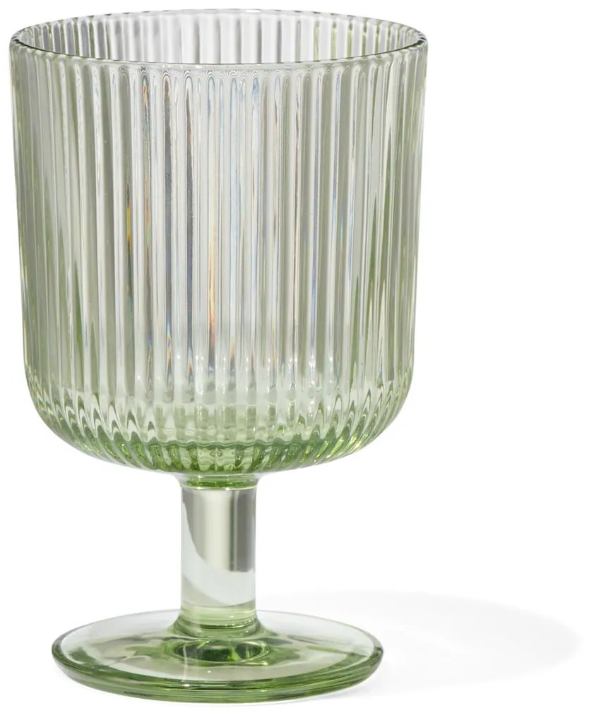HEMA Wijnglas Bergen Streep Reliëf Groen 250ml