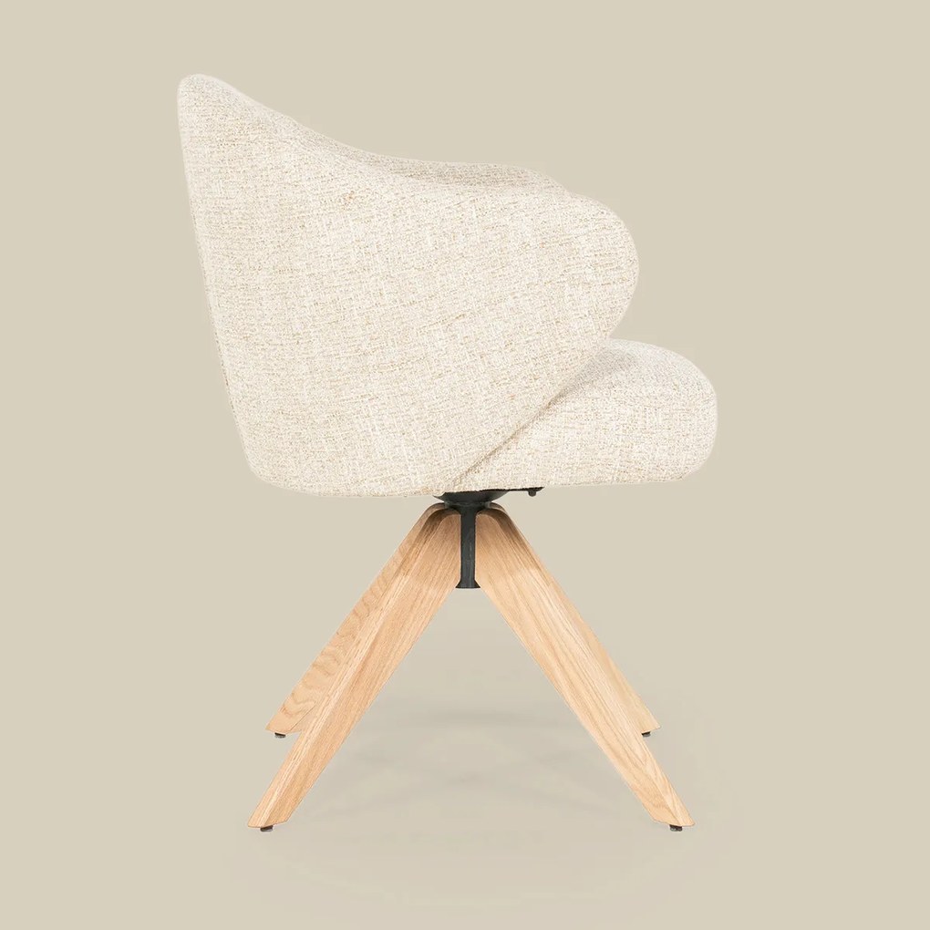 Eleonora Connor Natural Eetkamerstoel Met Eiken Poten Draaibaar Beige
