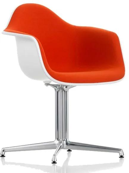 Vitra Eames DAL gestoffeerde stoel bekleding oranje kuip wit