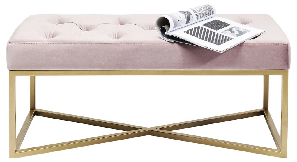 Kare Design Crossover Fluwelen Halbankje Roze 90 Cm