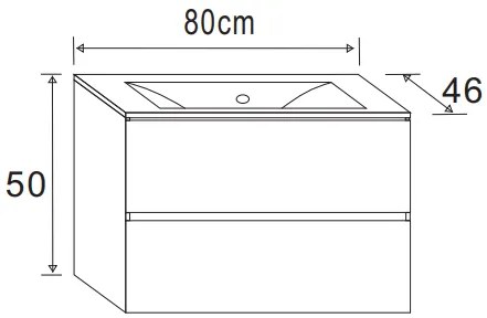 Badstuber Corbo badkamermeubel 80cm eiken grijs met wastafel 1 kraangat