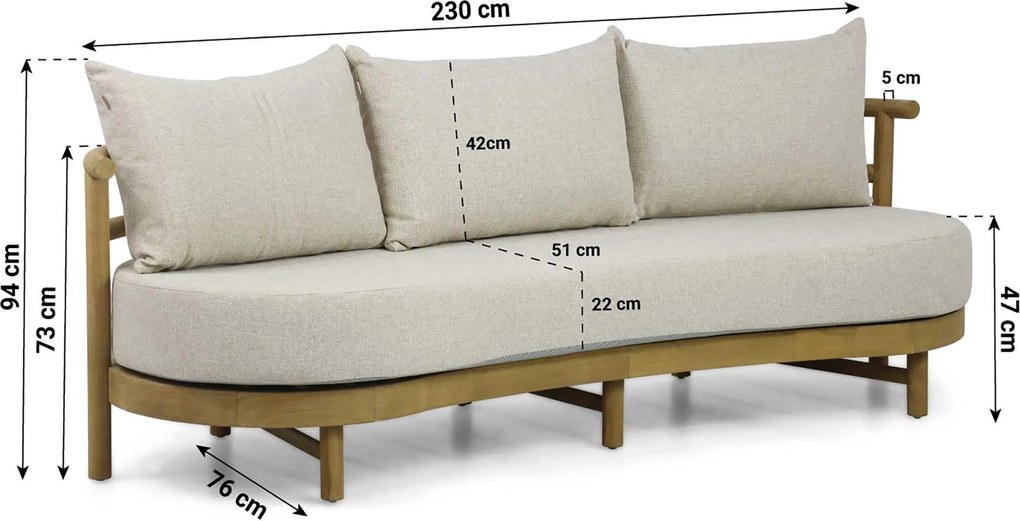 Stoel en Bank Loungeset 5 personen Teak Old teak greywash  Santika Furniture Santika