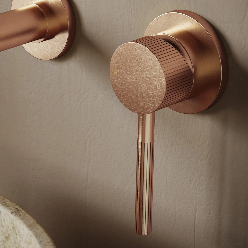 Saniclear Copper Stripes hendel voor inbouw wastafelkraan en staande badkraan (SK21437 en SK22985)