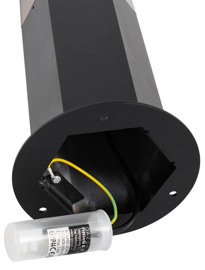 Staande buitenlamp zwart met smoke kap zeshoek 30 cm - Denmark