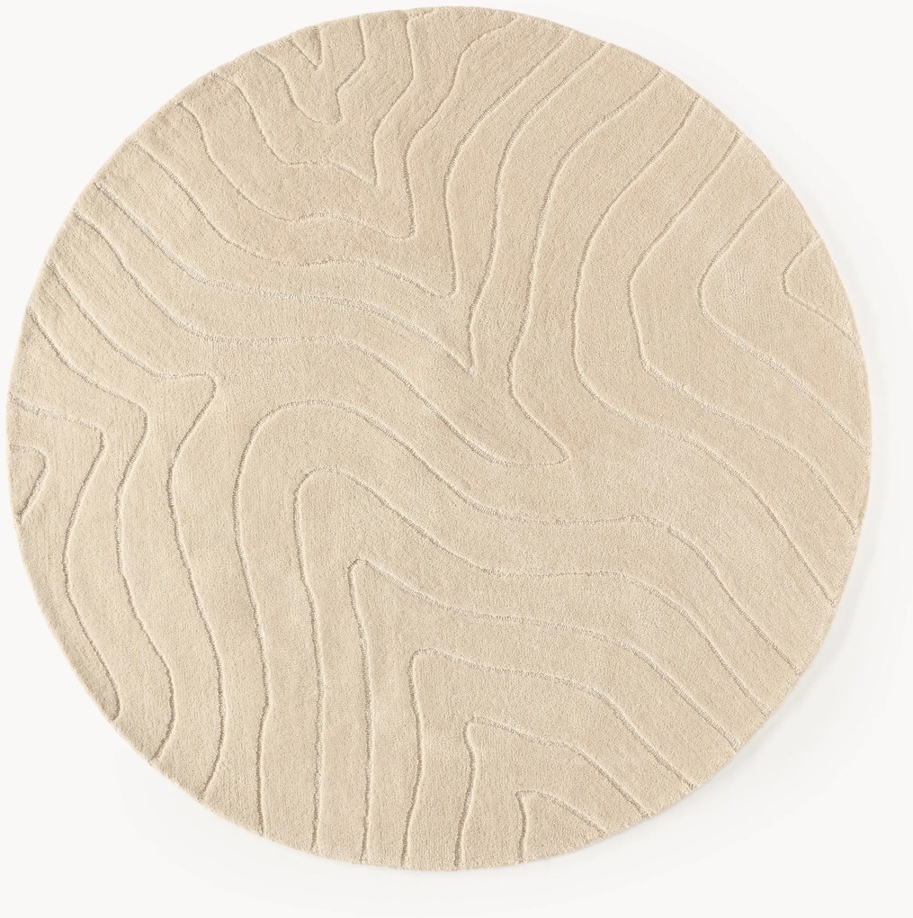 Rond handgetuft wollen vloerkleed Aaron
