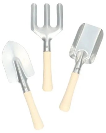Tuingereedschapset kind, zink en hout, 3-delig, 3+