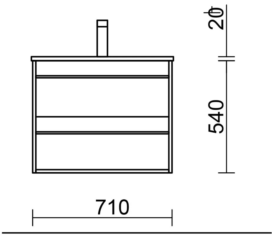 Muebles Resh badmeubel 70cm met 2 lades en wastafel wit mat