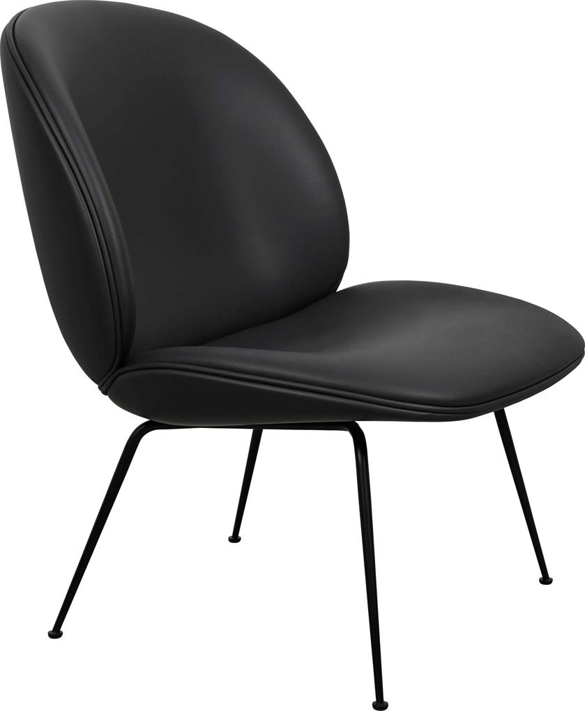 Gubi Beetle Lounge fauteuil zwart leer zwart onderstel