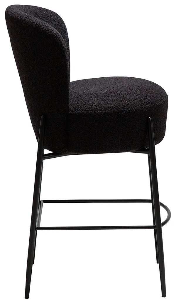 Dan-Form Orbit Barstoel Zwart Shimmer Boucle Met Hoge Rugleuning