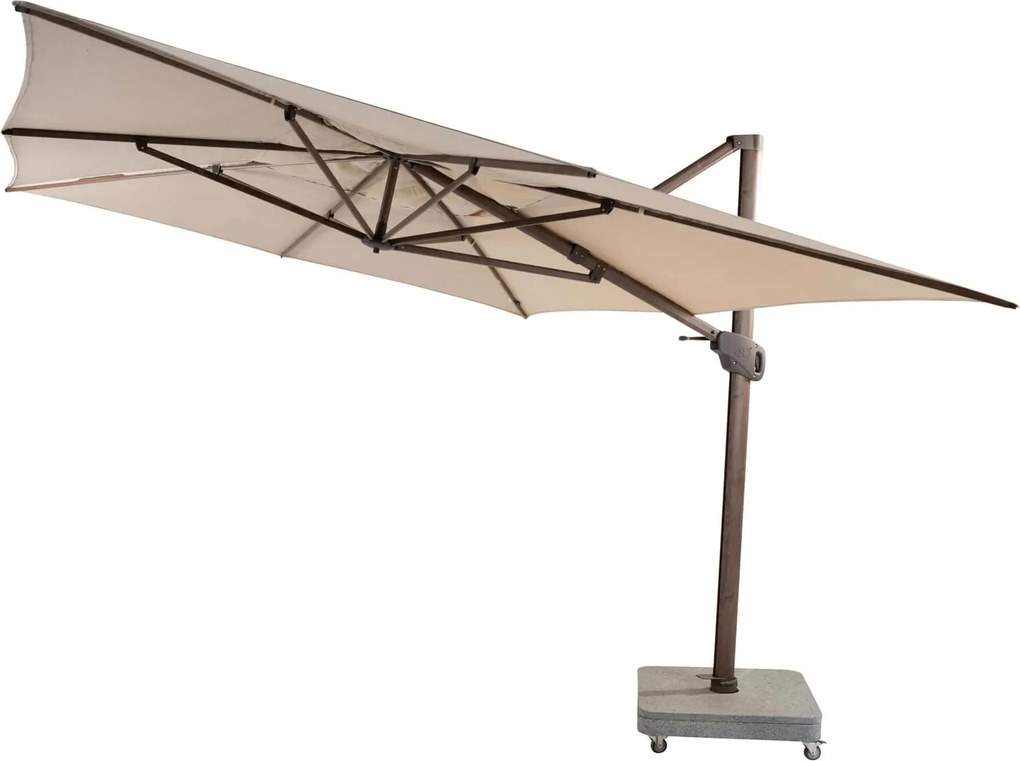 4 Seasons Outdoor Hacienda parasol met Wengé frame en Beach doek 300 x 400 cm Parasol   beige weerbestendig