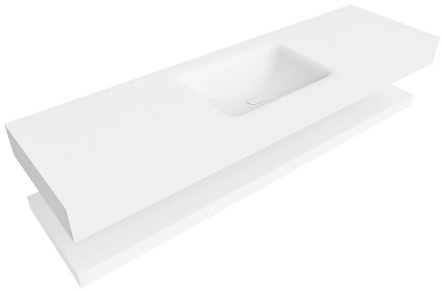 Zaro Alan badmeubel 160cm met planchet talc en vrijhangende wastafel cloud midden 1 kraangat talc