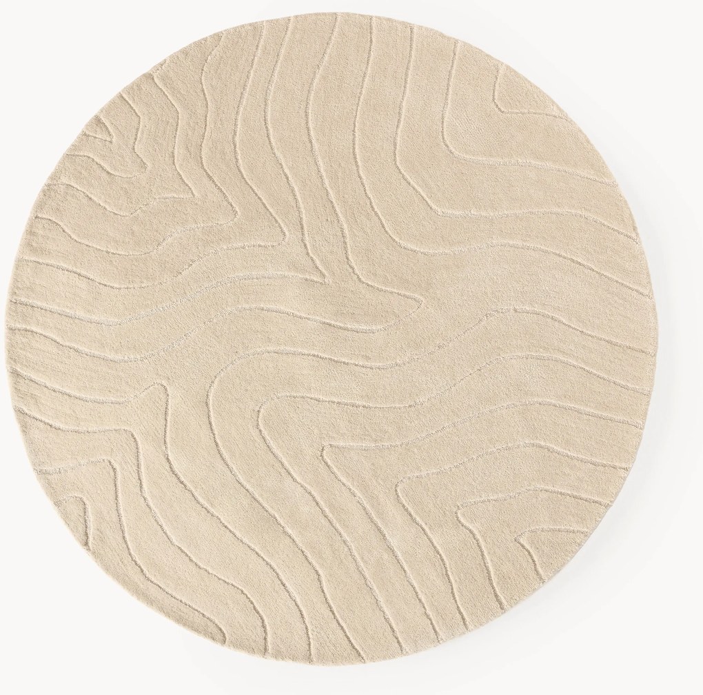 Rond handgetuft wollen vloerkleed Aaron