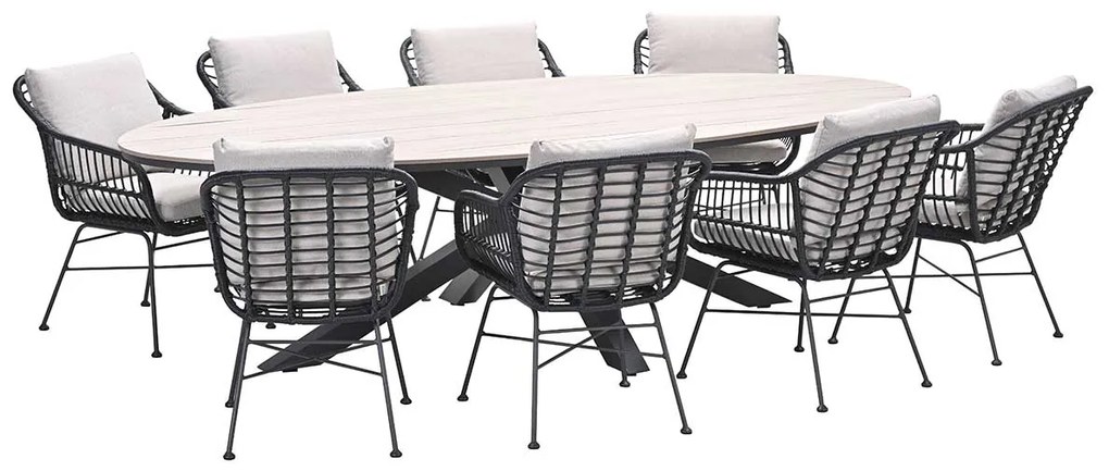 Garden Impressions Lucas tuinset 9-delig - Tulli tuintafel 280x140 cm