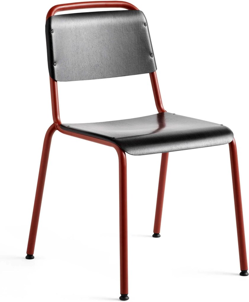 Hay Halftime Colour stapelbare stoel zwart rood onderstel