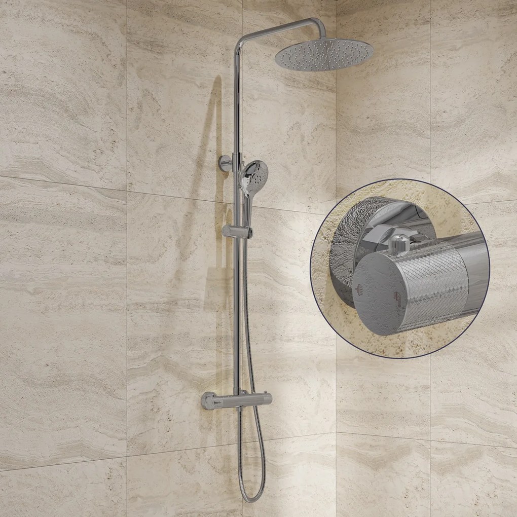 Saniclear Evolution Curved opbouw regendouche chroom met 20cm hoofddouche en 2 standen handdouche