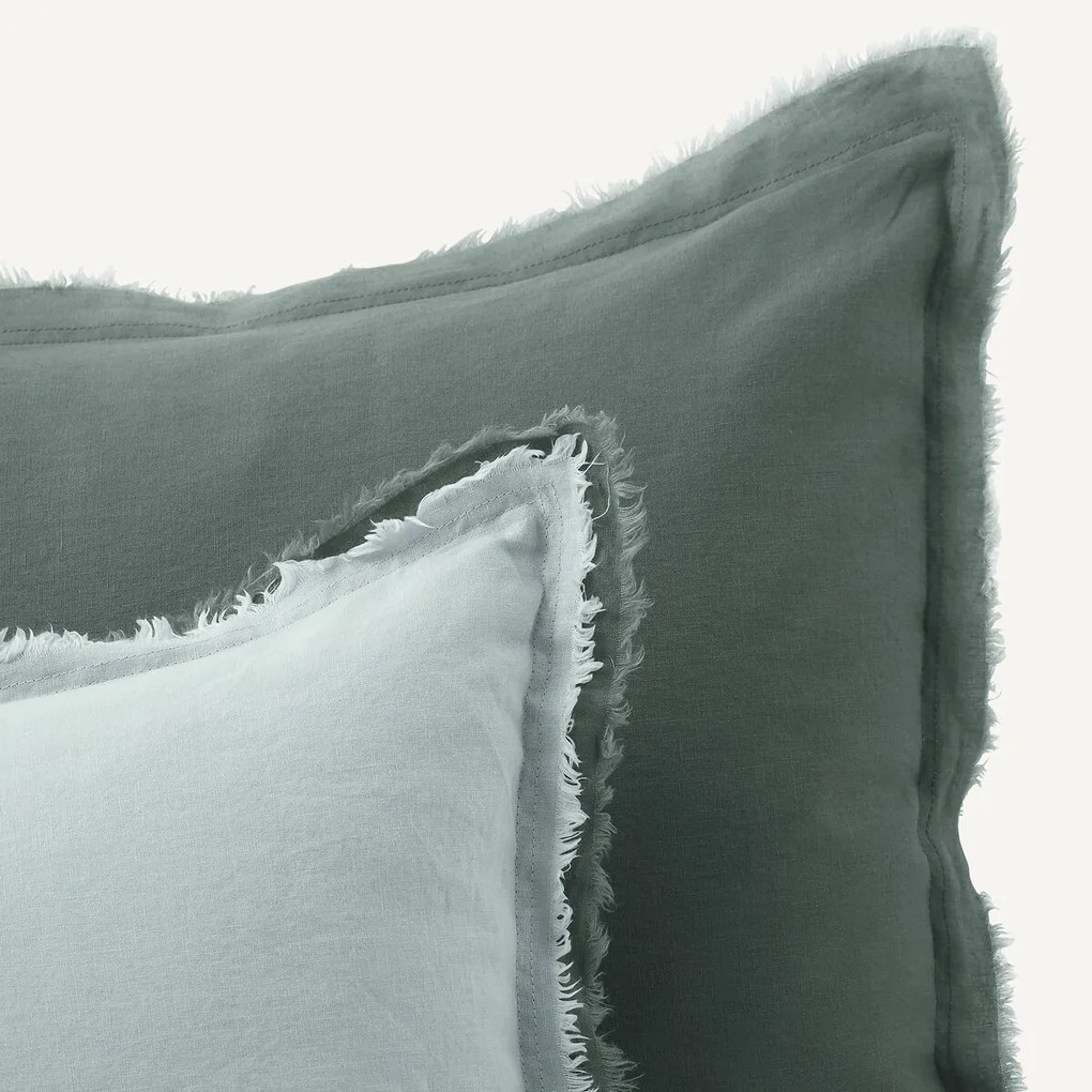 Gewassen linnen kussensloop met dubbele franje Alhanasia