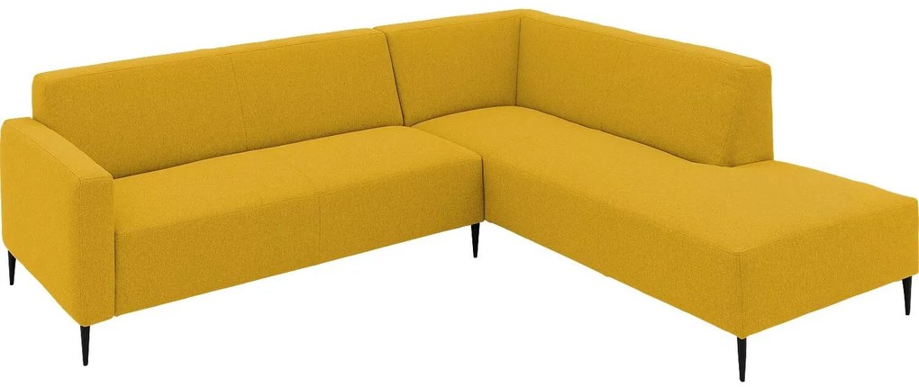 Goossens Key West geel, stof, 2,5-zits, modern design met ligelement rechts