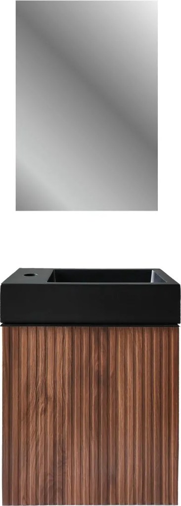 SaniGoods Mika fontein onderkast met ribbelfront 40x22.3x50cm walnoot