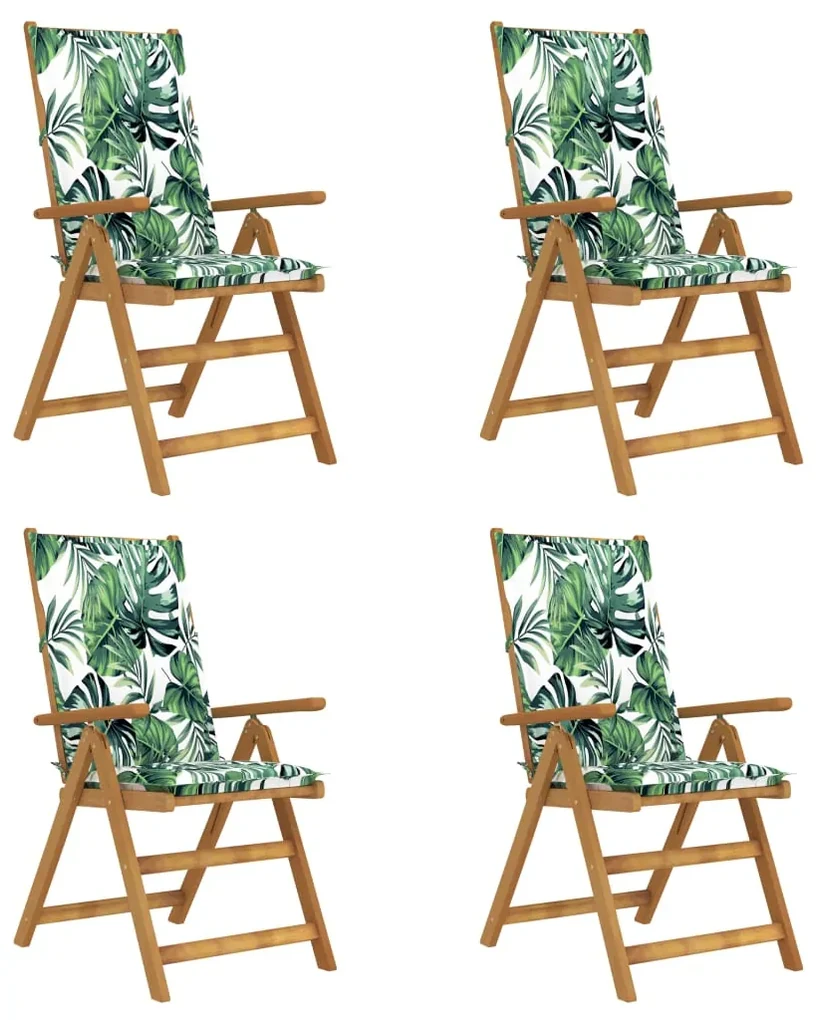 vidaXL Tuinstoelen 4 st verstelbaar met kussens massief acaciahout