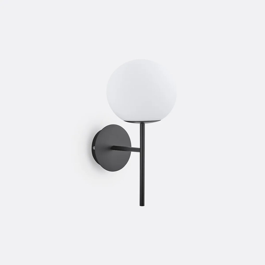 Wandlamp in metaal en opaline glas, Atea