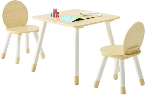 VEVOR Kindertafel met 2 stoelen, afgeronde randen en tafelblad met graffiti-print, kunsttafelset voor lezen, leren, tekenen, schrijven, kinderzitset voor kinderdagverblijf, knutseltafel, speeltafel