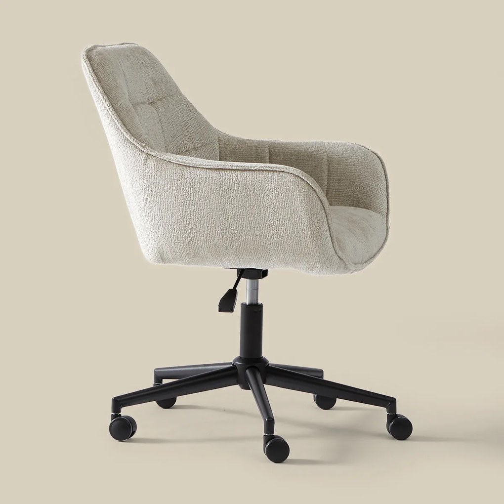 Bureaustoel Beige Stof Met Armleuningen