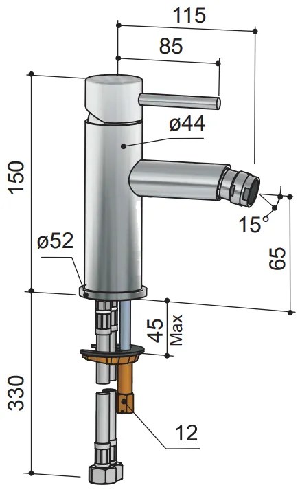 Hotbath Buddy Bidetkraan Geborsteld Nikkel B018