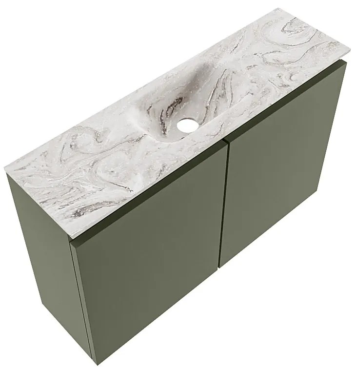 Mondiaz Ture DLux toiletmeubel 80cm army met wastafel glace midden met kraangat