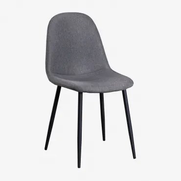 Set Van 4 Glamm Eetkamerstoelen Zwart & Linnen Grijs – Antraciet & Lino - Sklum